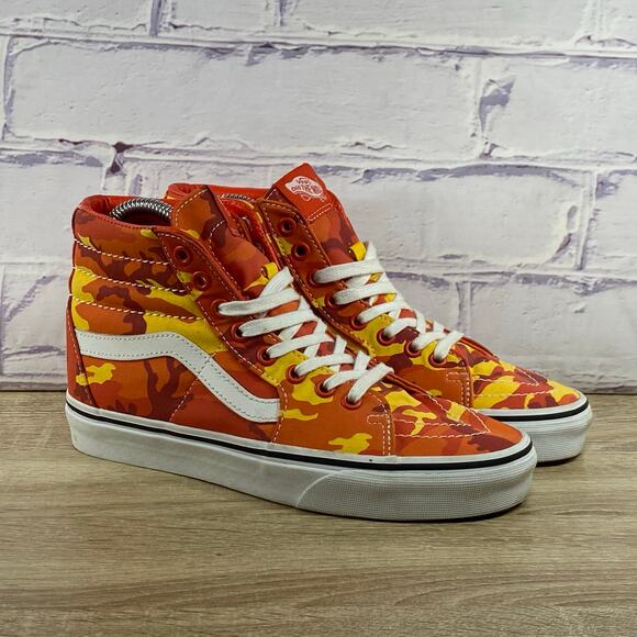Vans Sk8-Hi Orange Camo High Top Sneakers Women's Size 7 - Picture 3 of 8